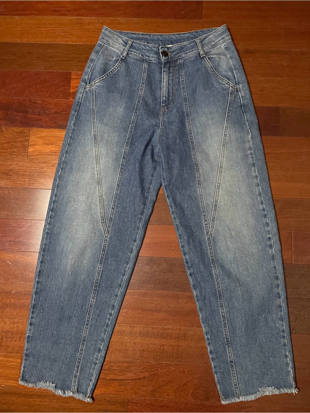 High-Waist Barrel Jeans in Faded Blue
